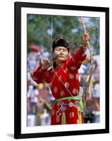 Archery Contest, Naadam Festival, Oulaan Bator (Ulaan Baatar), Mongolia, Central Asia-Bruno Morandi-Framed Photographic Print