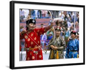 Archery Contest, Naadam Festival, Oulaan Bator (Ulaan Baatar), Mongolia, Central Asia-Bruno Morandi-Framed Photographic Print