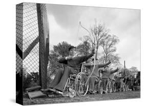 Archery Practice at the Ciswo Paraplegic Centre, Pontefract, West Yorkshire, 1960-Michael Walters-Stretched Canvas