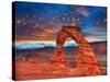 Arches National Park Delicate Arch Sunset in Moab Utah USA Photo Mount-holbox-Stretched Canvas