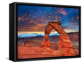 Arches National Park Delicate Arch Sunset in Moab Utah USA Photo Mount-holbox-Framed Stretched Canvas