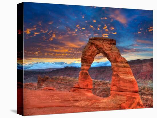 Arches National Park Delicate Arch Sunset in Moab Utah USA Photo Mount-holbox-Stretched Canvas