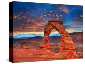 Arches National Park Delicate Arch Sunset in Moab Utah USA Photo Mount-holbox-Stretched Canvas