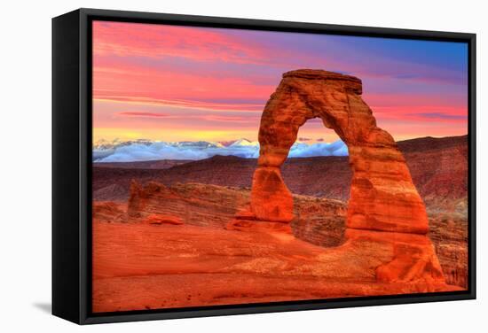 Arches National Park Delicate Arch Sunset in Moab Utah USA Photo Mount-holbox-Framed Stretched Canvas