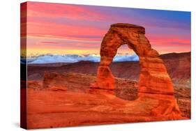 Arches National Park Delicate Arch Sunset in Moab Utah USA Photo Mount-holbox-Stretched Canvas