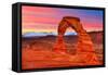 Arches National Park Delicate Arch Sunset in Moab Utah USA Photo Mount-holbox-Framed Stretched Canvas