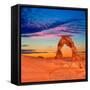 Arches National Park Delicate Arch Sunset in Moab Utah USA Photo Mount-holbox-Framed Stretched Canvas