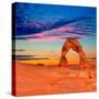 Arches National Park Delicate Arch Sunset in Moab Utah USA Photo Mount-holbox-Stretched Canvas