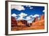 Arches National Park Landscape View with Blue Sky and White Clou-MartinM303-Framed Photographic Print