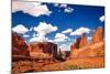Arches National Park Landscape View with Blue Sky and White Clou-MartinM303-Mounted Photographic Print