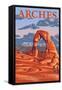 Arches National Park, Utah - Delicate Arch Illustration - Lantern Press Artwork-Lantern Press-Framed Stretched Canvas