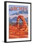 Arches National Park, Utah - Delicate Arch Illustration - Lantern Press Artwork-Lantern Press-Framed Art Print