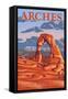 Arches National Park, Utah - Delicate Arch Illustration - Lantern Press Artwork-Lantern Press-Framed Stretched Canvas