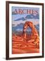 Arches National Park, Utah - Delicate Arch Illustration - Lantern Press Artwork-Lantern Press-Framed Art Print