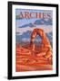 Arches National Park, Utah - Delicate Arch Illustration - Lantern Press Artwork-Lantern Press-Framed Art Print