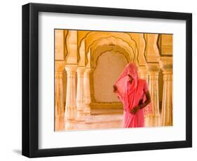 Arches with Hindu Woman at Amber Fort Temple, Rajasthan, Jaipur, India-Bill Bachmann-Framed Photographic Print