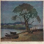 'A Waterside Village', c1921-Archibald Bertram Webb-Stretched Canvas