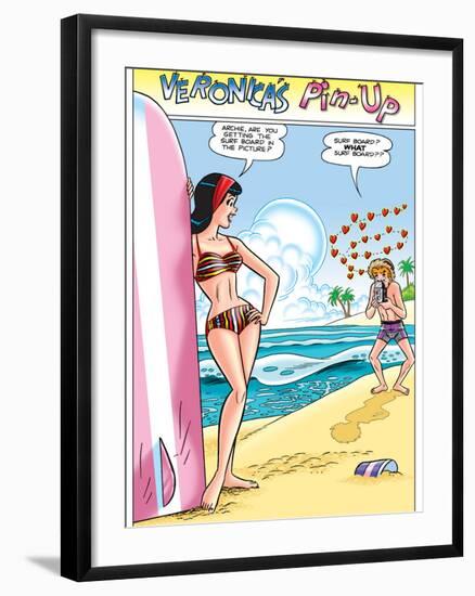 Archie Comics Pin-Up: Veronica And Archie At The Beach-null-Framed Art Print