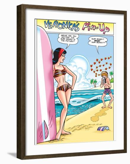 Archie Comics Pin-Up: Veronica And Archie At The Beach-null-Framed Art Print