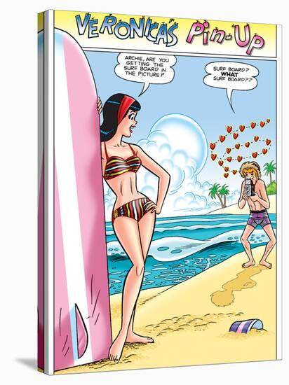 Archie Comics Pin-Up: Veronica And Archie At The Beach-null-Stretched Canvas