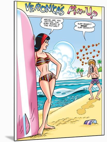 Archie Comics Pin-Up: Veronica And Archie At The Beach-null-Mounted Art Print