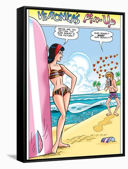 Archie Comics Pin-Up: Veronica And Archie At The Beach-null-Framed Stretched Canvas