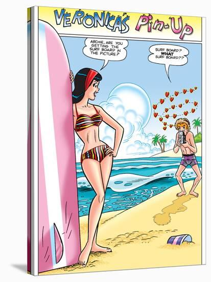 Archie Comics Pin-Up: Veronica And Archie At The Beach-null-Stretched Canvas