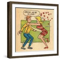 Archie Comics Retro: Archie and Betty Comic Panel; Archie, We're in Love! (Aged)-null-Framed Art Print