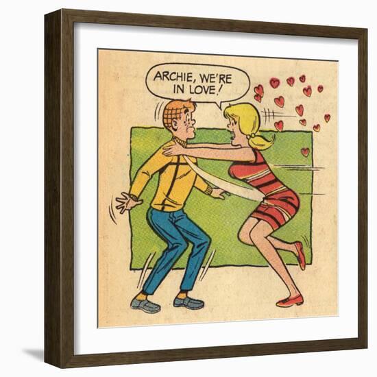 Archie Comics Retro: Archie and Betty Comic Panel; Archie, We're in Love! (Aged)-null-Framed Art Print