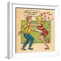 Archie Comics Retro: Archie and Betty Comic Panel; Archie, We're in Love! (Aged)-null-Framed Art Print