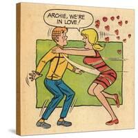 Archie Comics Retro: Archie and Betty Comic Panel; Archie, We're in Love! (Aged)-null-Stretched Canvas