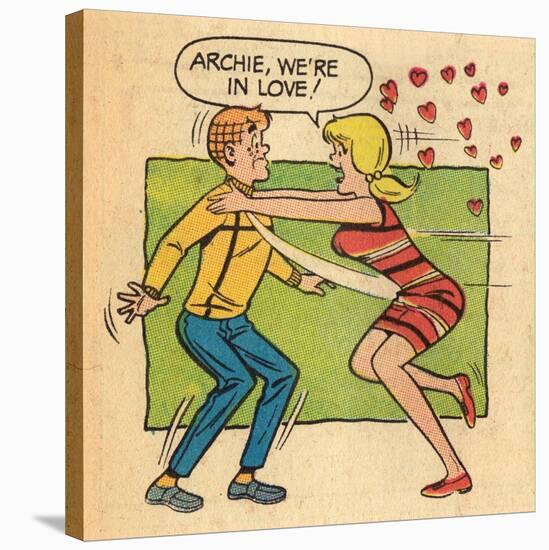 Archie Comics Retro: Archie and Betty Comic Panel; Archie, We're in Love! (Aged)-null-Stretched Canvas