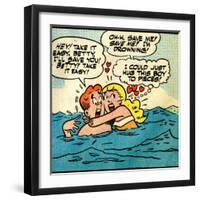 Archie Comics Retro: Archie and Betty Comic Panel; Drowning (Aged)-null-Framed Art Print