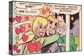 Archie Comics Retro: Archie and Betty Comic Panel; Gift (Aged)-null-Stretched Canvas