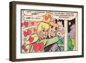 Archie Comics Retro: Archie and Betty Comic Panel; Gift (Aged)-null-Framed Premium Giclee Print