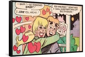 Archie Comics Retro: Archie and Betty Comic Panel; Gift (Aged)-null-Framed Stretched Canvas