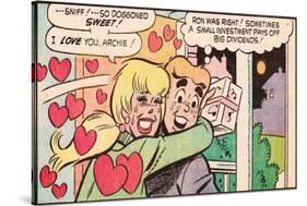 Archie Comics Retro: Archie and Betty Comic Panel; Gift (Aged)-null-Stretched Canvas