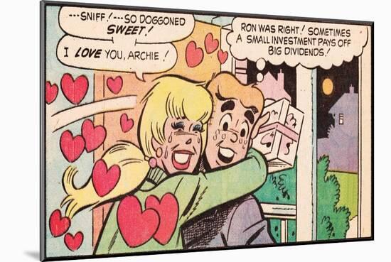 Archie Comics Retro: Archie and Betty Comic Panel; Gift (Aged)-null-Mounted Art Print