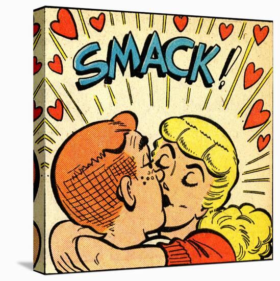 Archie Comics Retro: Archie and Betty Comic Panel; Smack! (Aged)-null-Stretched Canvas