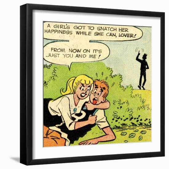 Archie Comics Retro: Archie and Betty Comic Panel; Snatching Happiness (Aged)-null-Framed Art Print