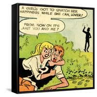 Archie Comics Retro: Archie and Betty Comic Panel; Snatching Happiness (Aged)-null-Framed Stretched Canvas