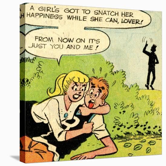 Archie Comics Retro: Archie and Betty Comic Panel; Snatching Happiness (Aged)-null-Stretched Canvas