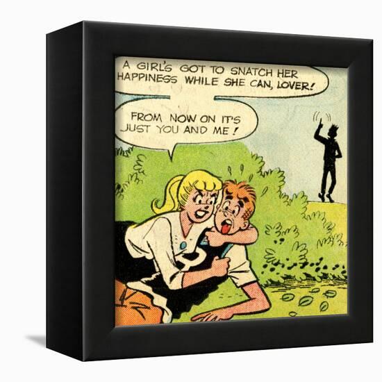 Archie Comics Retro: Archie and Betty Comic Panel; Snatching Happiness (Aged)-null-Framed Art Print