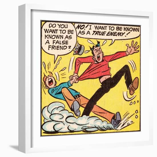 Archie Comics Retro: Archie and Jughead Comic Panel; False Friend (Aged)-null-Framed Art Print