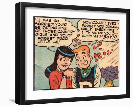 Archie Comics Retro: Archie and Veronica Comic Panel; Dream Girl (Aged)-null-Framed Art Print