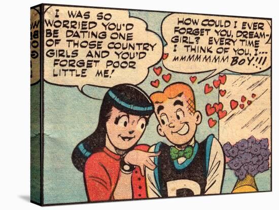 Archie Comics Retro: Archie and Veronica Comic Panel; Dream Girl (Aged)-null-Stretched Canvas