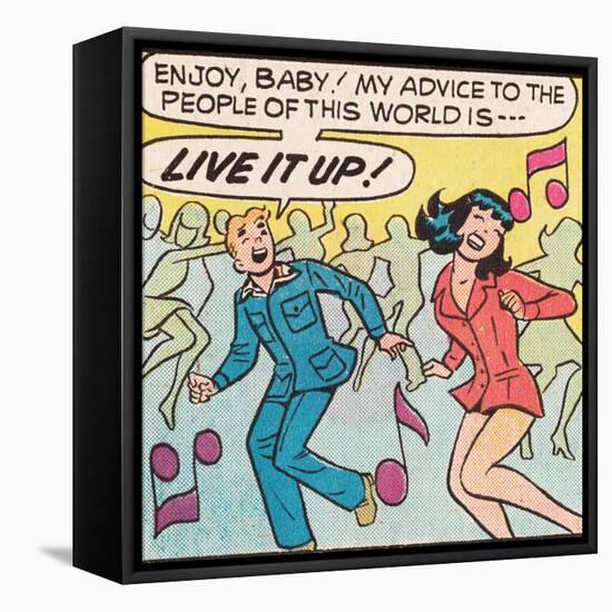 Archie Comics Retro: Archie and Veronica Comic Panel; Live it up (Aged)-null-Framed Stretched Canvas