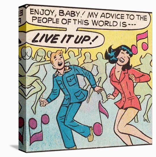 Archie Comics Retro: Archie and Veronica Comic Panel; Live it up (Aged)-null-Stretched Canvas