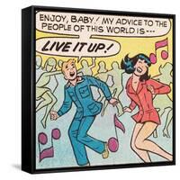 Archie Comics Retro: Archie and Veronica Comic Panel; Live it up (Aged)-null-Framed Stretched Canvas