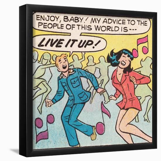 Archie Comics Retro: Archie and Veronica Comic Panel; Live it up (Aged)-null-Framed Poster